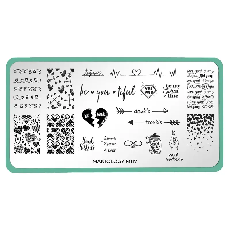 Maniology Galentine’S Day Nail Stamping Plate – Bff Design, Plate #M117 1