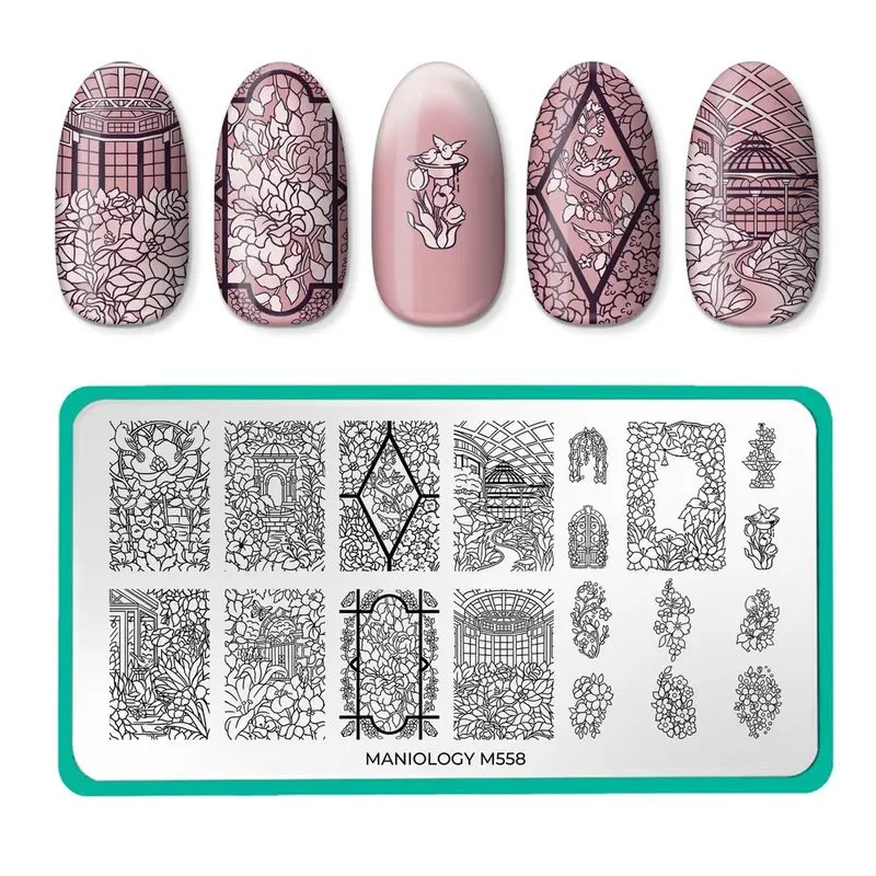 Maniology Garden Soiree Nail Stamping Plate – Intricate Floral Design (M558) 1