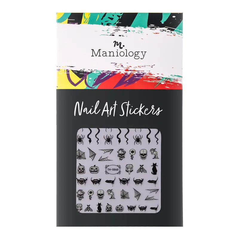 Maniology Glow-In-The-Dark Spider Nail Stickers – Creepy-Cute Halloween Accents (#Th0868) 1