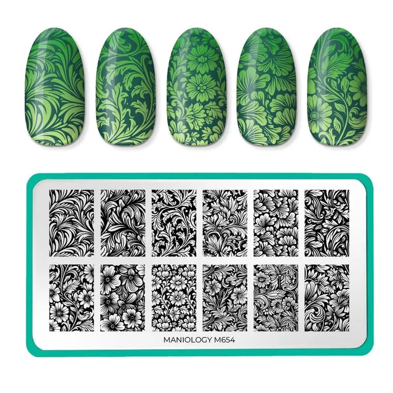 Maniology Nail Stamping Plate – Carved Motifs Collection (M654) 1