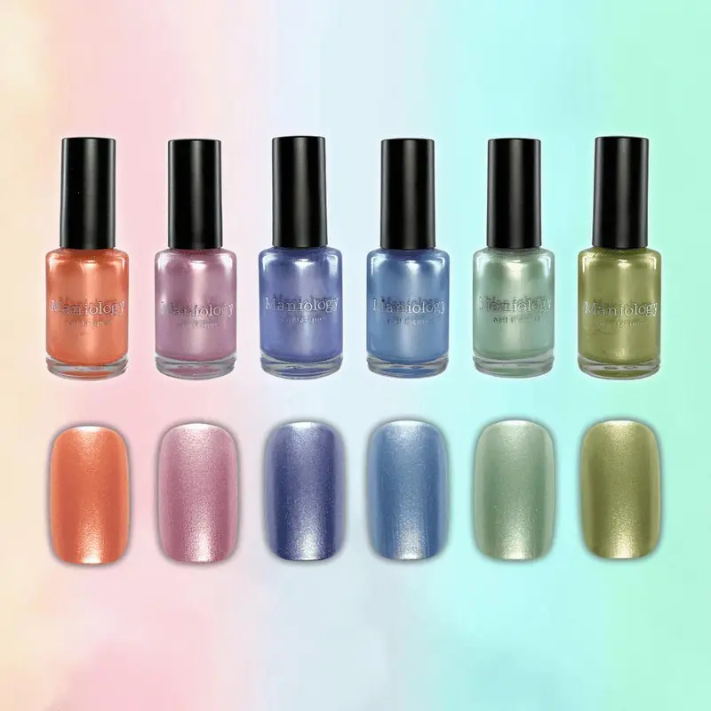 Maniology Satin Slumber Metallic Nail Stamping Polish Set – 6-Piece Smooth Finish Collection 1