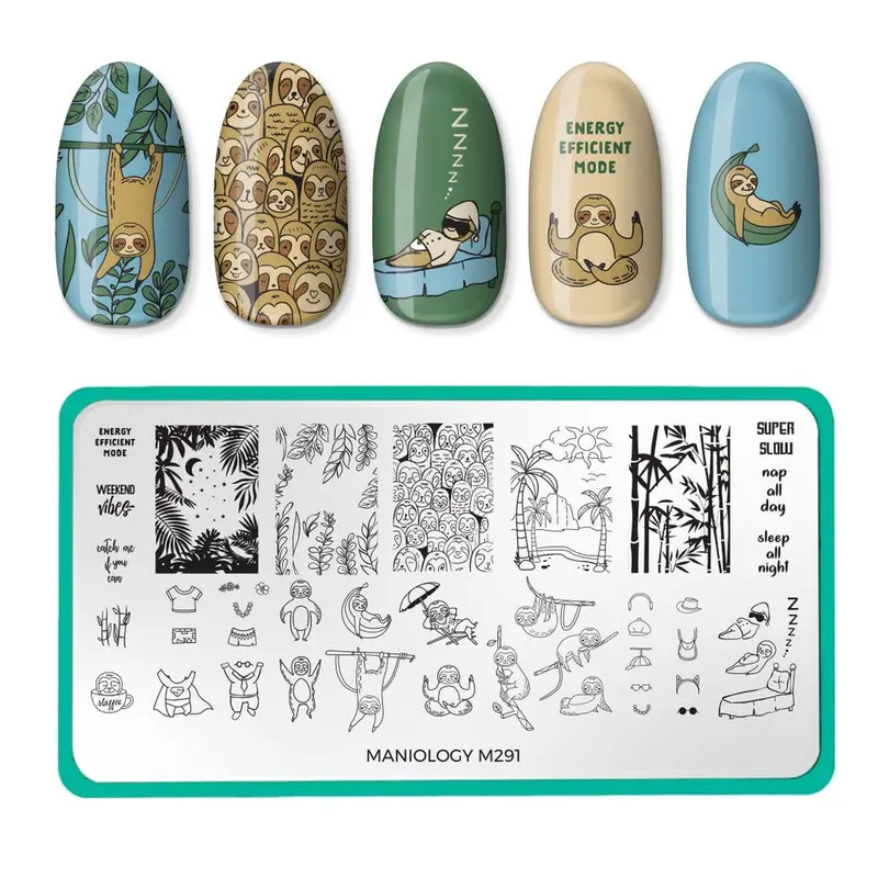 Maniology Sloth Life Stamping Plate – Detailed Animal Nail Art Template #M291 1
