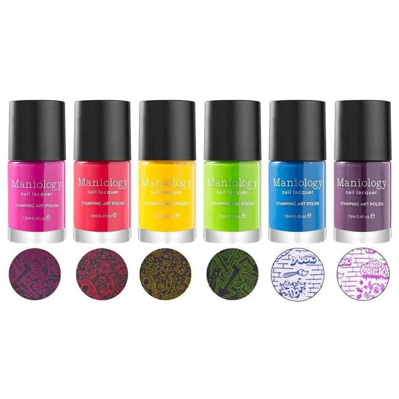 Maniology Star Slinger Stamping Polish Set – 6-Piece Vibrant Bright Nail Art Bundle 1