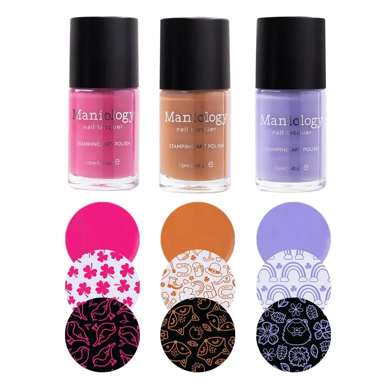 Maniology Sunshower Stamping Polish Set – 3-Piece Cream Collection (Bluebell, Marigold, Rosebud) 1