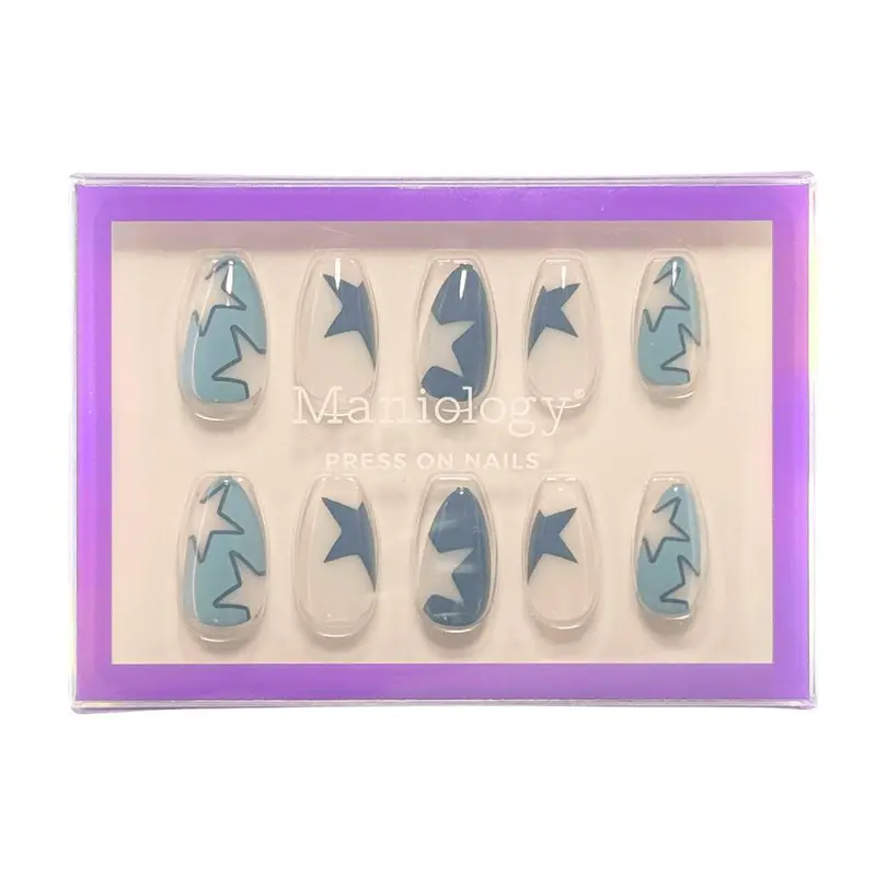 Maniology Supernova Press-On Nails – Short Almond Shape, Glitter Accent Design 1