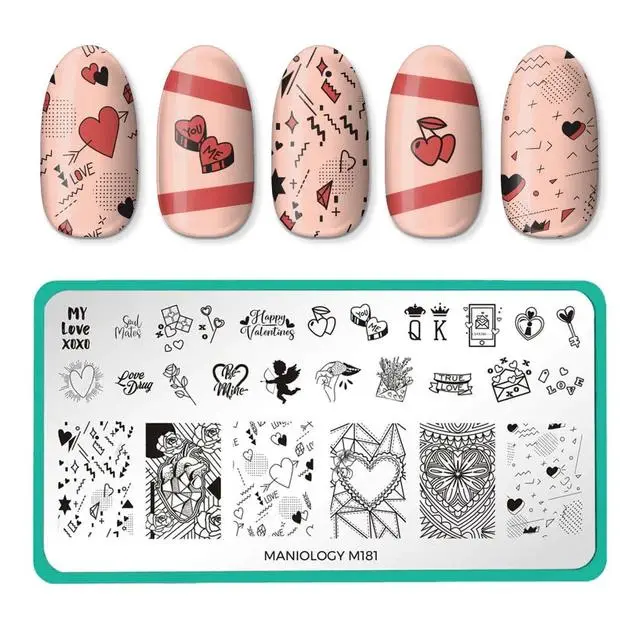Maniology Valentine’S Day Nail Stamping Plate – Paper Hearts Pattern, Plate #M181 1