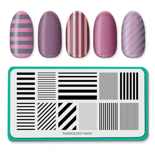 Maniology Walk The Line Stamping Plate #M474 – Minimalist Linear & Abstract Nail Design Template 1