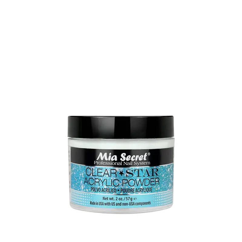 Mia Secret Clear Stars Acrylic Powder – 2 Oz Shimmer-Enhanced Buildable Base 1