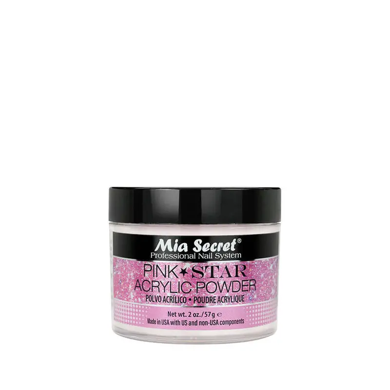 Mia Secret Pink Stars Acrylic Powder – 2 Oz Glitter-Infused Nail Enhancement 1