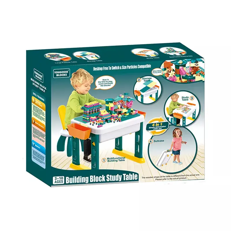 Multifunctional Study & Build Table – Adjustable Activity Station With Building Blocks 1