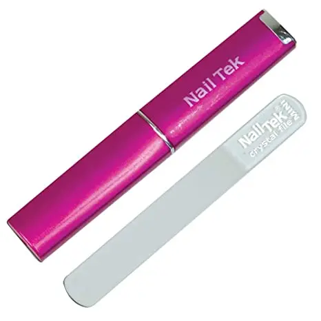 Nail Tek Mini Dual-Grit Nail File (3") With Fuchsia Storage Case – #55575 1
