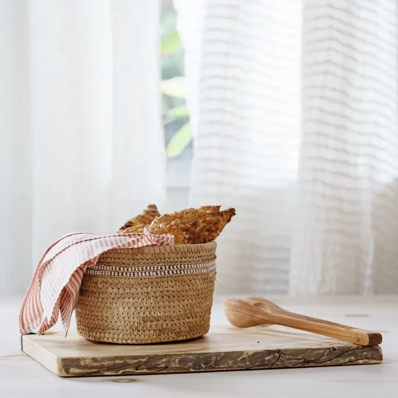Nomadic Camel Milking Baskets Featuring White Beaded Accents 1