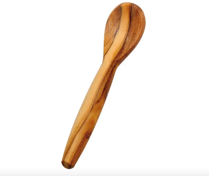 Olive Wood Salt Spoon With Ergonomic Handle 1
