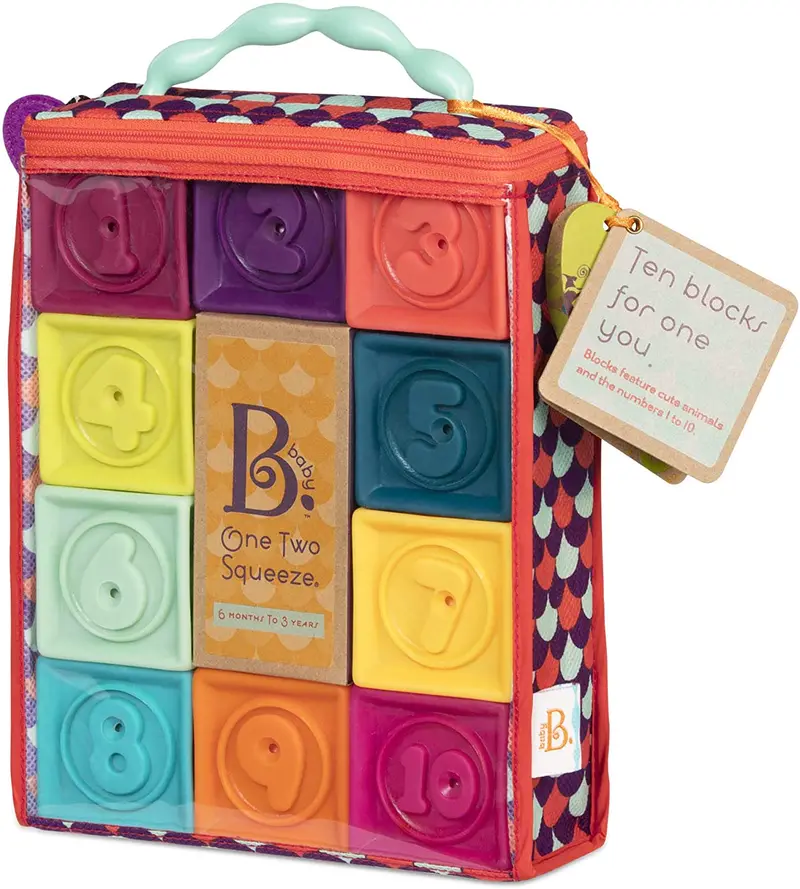 One-Two-Squeeze Soft Squeaky Building Blocks Set 1