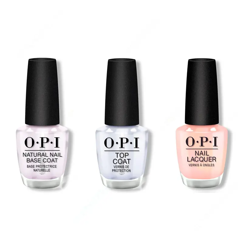 Opi Nail Lacquer Set: Base Coat, Top Coat + Reoccurin' Gleam 1