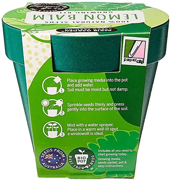 Paris Garden Bio Pot Kit With Lemon Balm Seeds And Planters 1