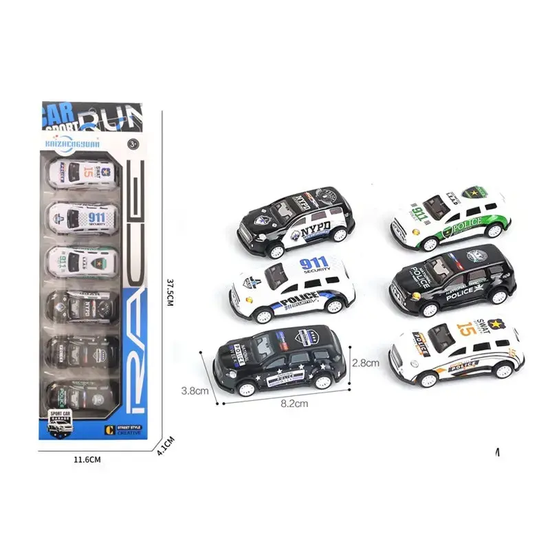 Police Pull-Back Alloy Car Set – 6-Piece Law Enforcement Toy Collection 1