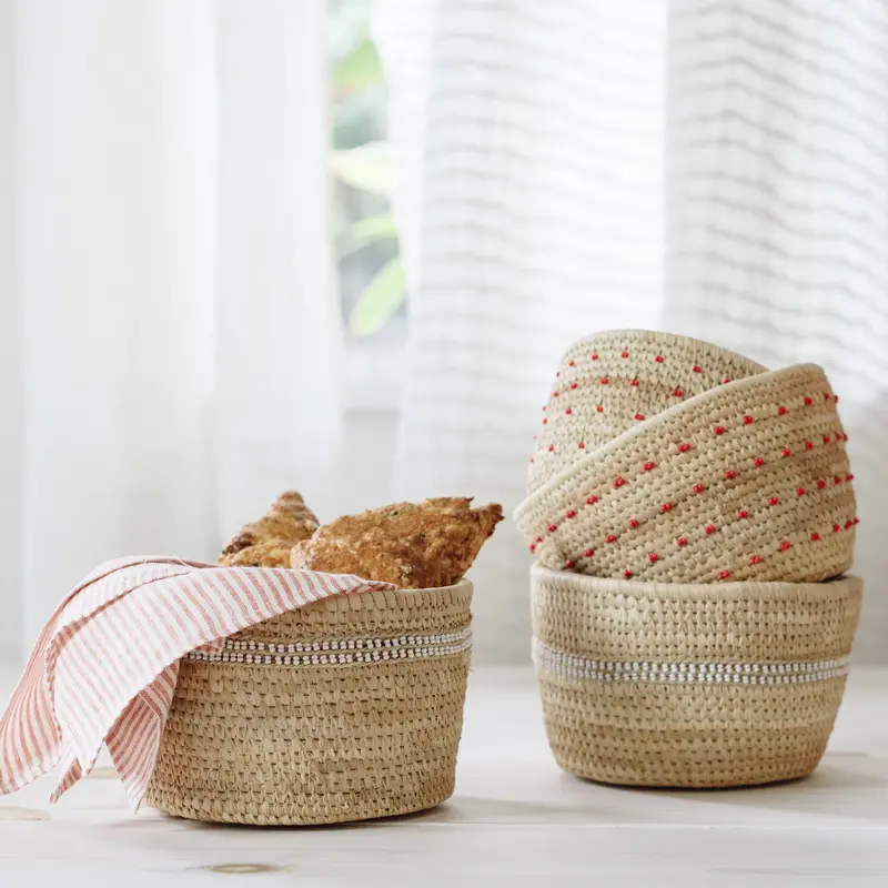 Red-Beaded Nomadic Camel Milking Baskets 1