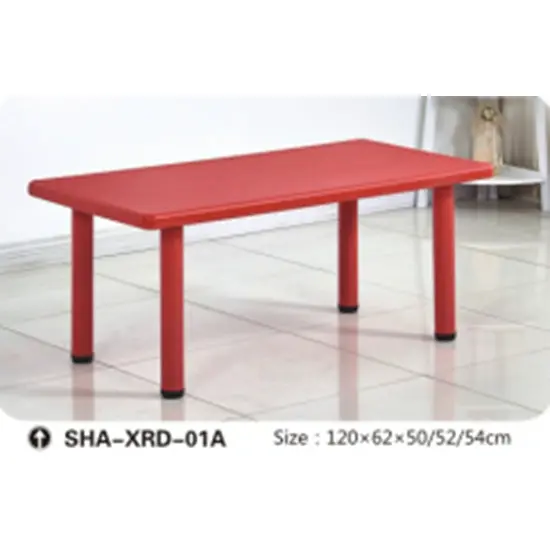 Red Rectangular Plastic Kids’ Table – Indoor, Sturdy Four-Leg Frame 1