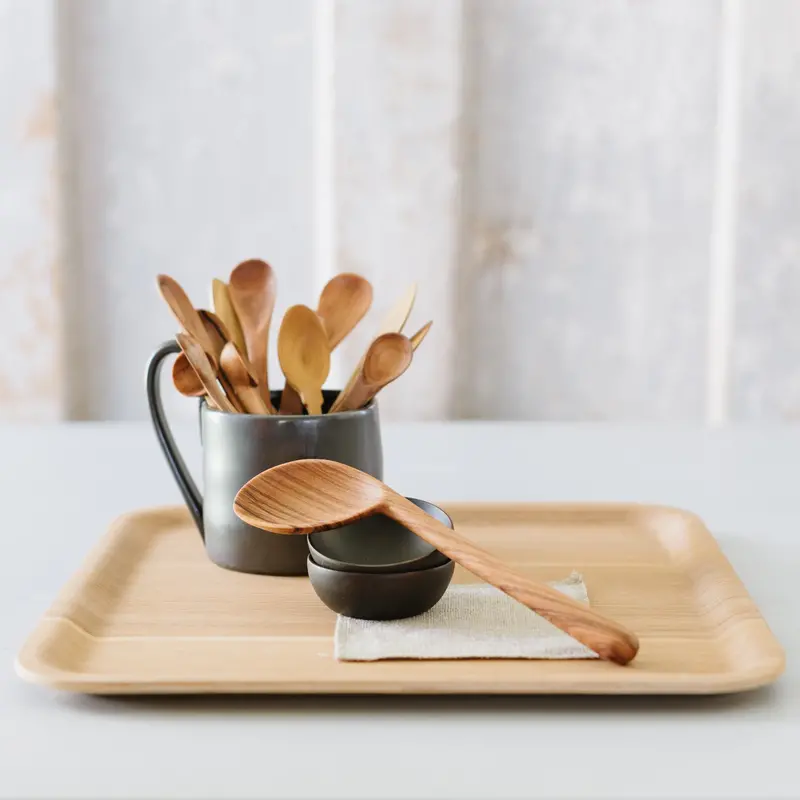 Small Left-Curved Olivewood Spoon – Unique Angled Shape 1