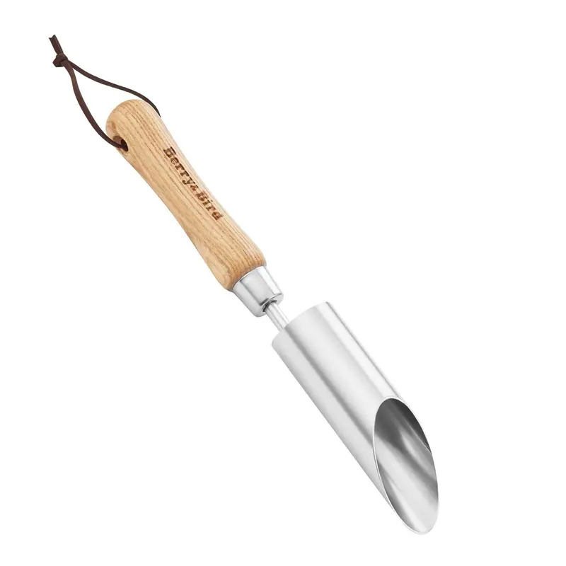 Small Stainless Steel Bulb Planter – 12 Inch Depth Tool With Wooden Handle 1