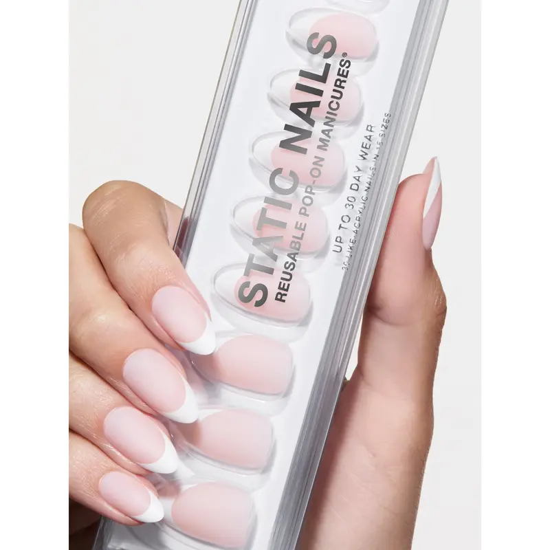 Static Nails Matte French Almond Reusable Press-Ons 1