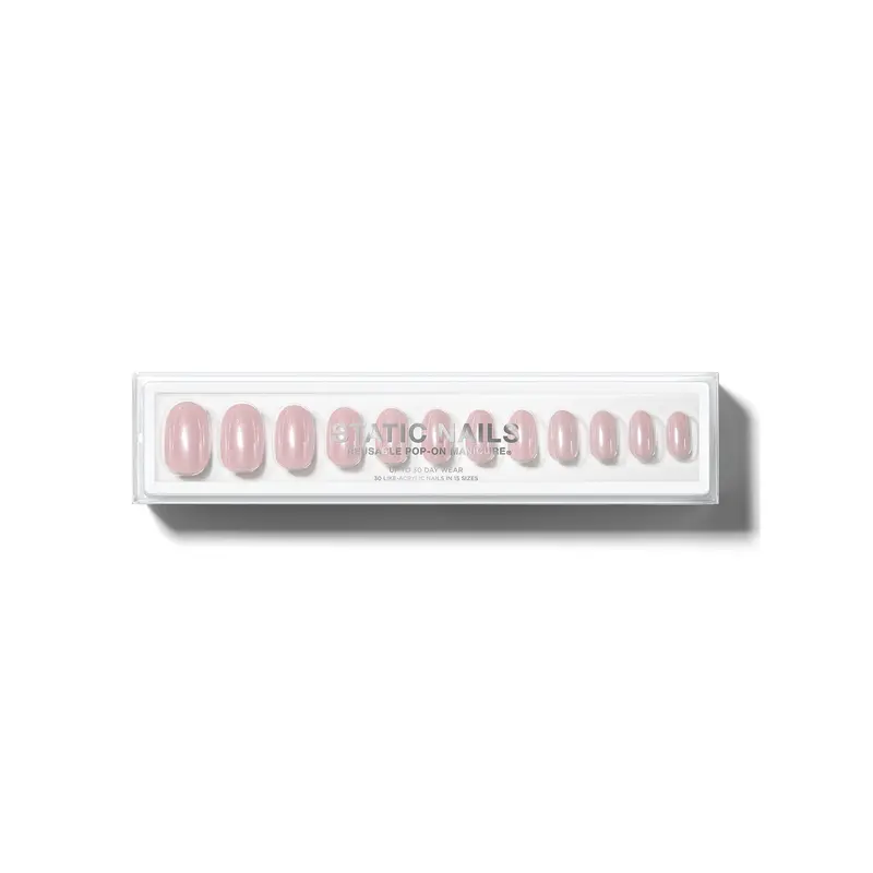 Static Nails Reusable Artificial Nails In Glazed Pearl Pink (Round Style) 1