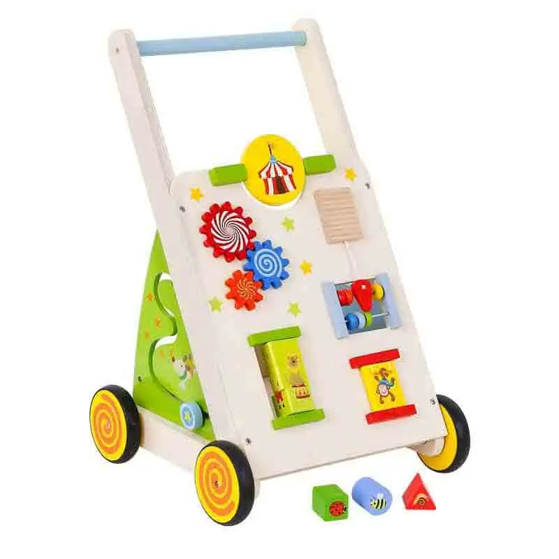 Sustainable Wooden Activity Cube With Abacus & Toddler Walker Features 1