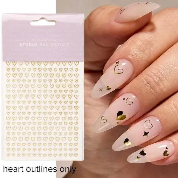The Gelbottle Inc Gold Heart Outline Nail Stickers 1