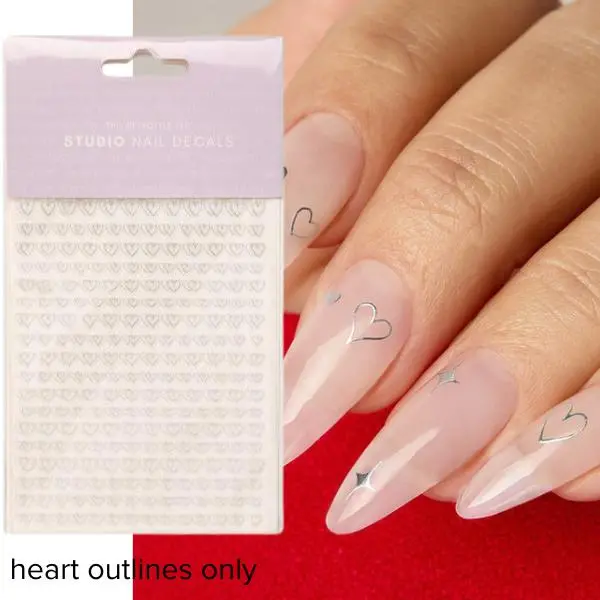 The Gelbottle Inc Silver Heart Outline Nail Stickers 1
