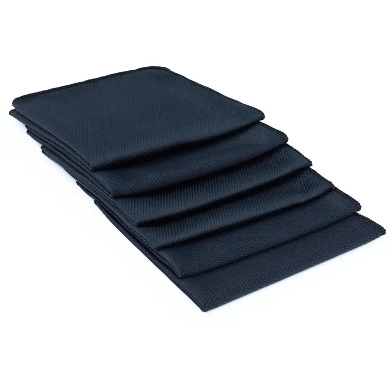 The Rag Company Diamond Glass Towel – Black, 16" × 16", Pack Of 5 1