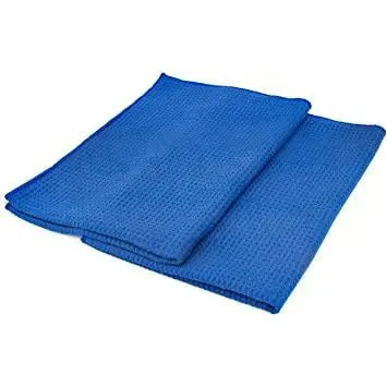 The Rag Company Waffle-Weave Royal Blue Microfiber Towels – 16" X 24", 2-Pack 1