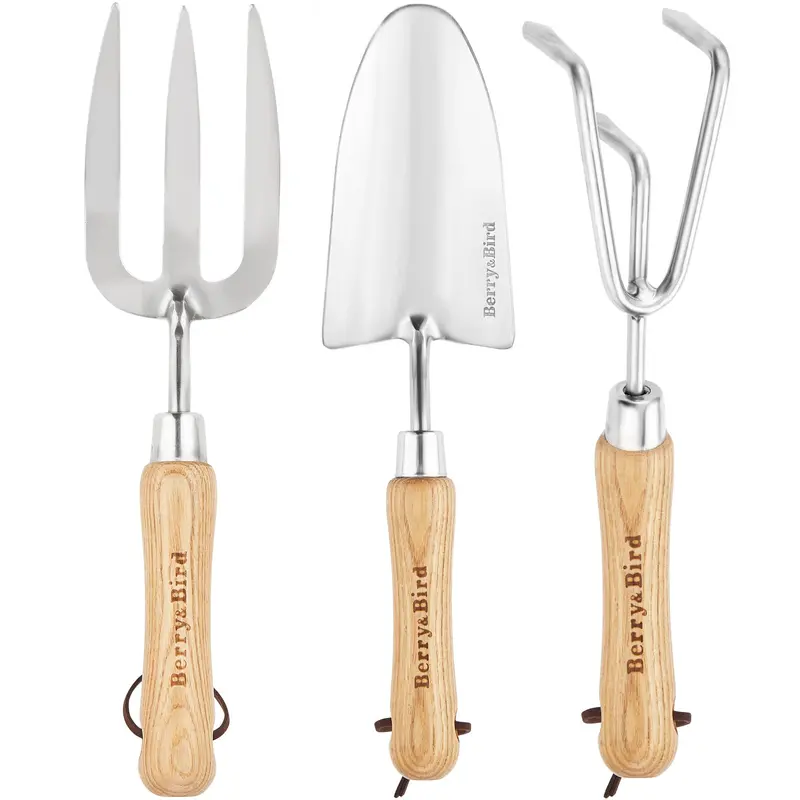 Three-Piece Gardening Set – Stainless Steel Trowel, Cultivator, And Fork Kit 1