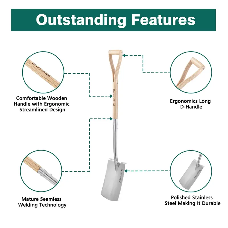 Two-Piece Gardening Kit – Stainless Steel Digging Spade And Fork Set (43-Inch Handles) 2