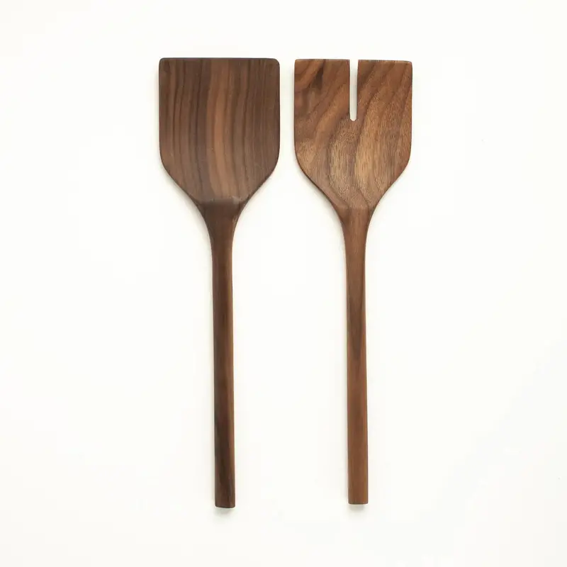 Walnut Salad Server Set – Elegant 13-Inch Pair 1