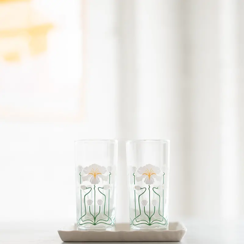 White Iris Tall Collins Glass For Mixed Drinks 1