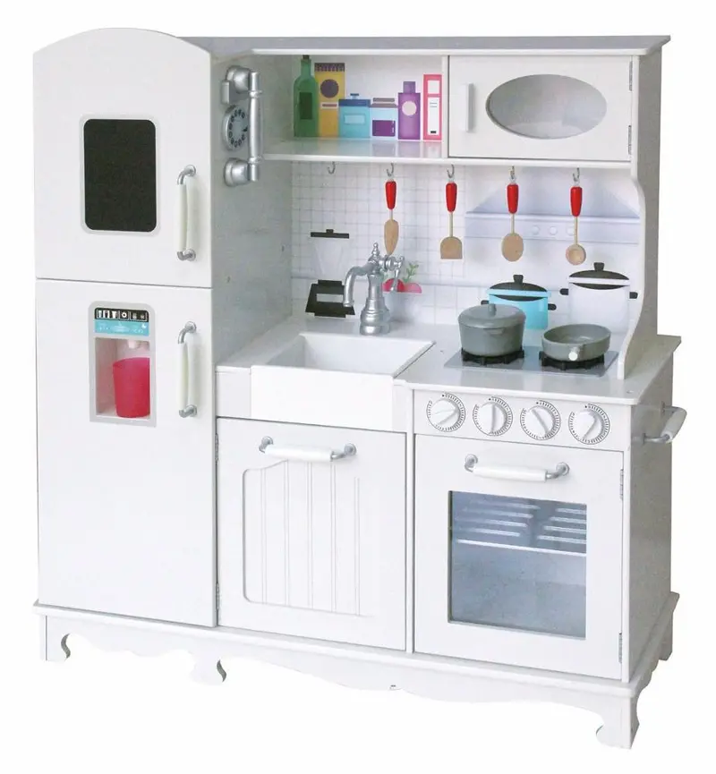 Wooden Kids’ Kitchen Set – White Finish With Sound Effects & Tools 1